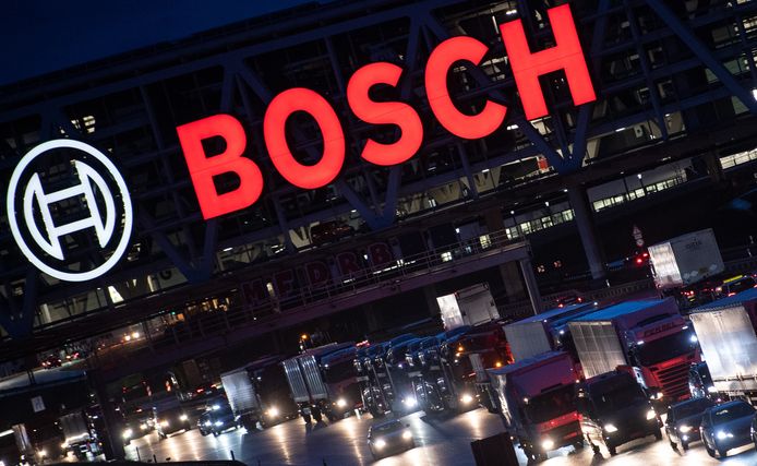 Logo van Duits elektromerk Bosch, dat deze zomer nog een akkoord sloot om de werkuren te verminderen.