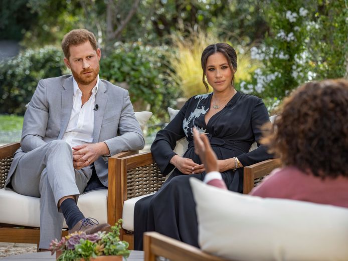 Harry en Meghan tijdens het interview met Oprah.