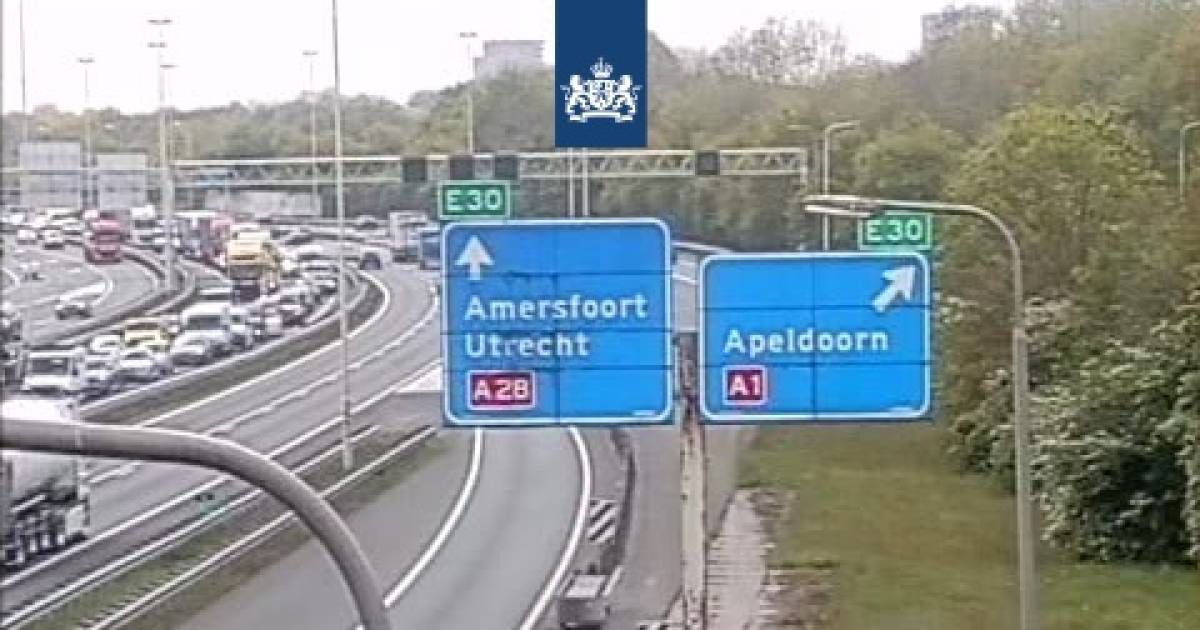 Flinke vertraging op A28 bij Nijkerk na ongeval met vrachtwagen.