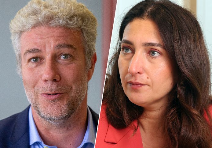 Brussels minister van Leefmilieu Alain Maron (Ecolo) en zijn Vlaamse evenknie Zuhal Demir (N-VA).