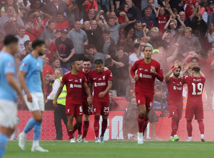 Liverpool viert de 2-1 van Mo Salah.