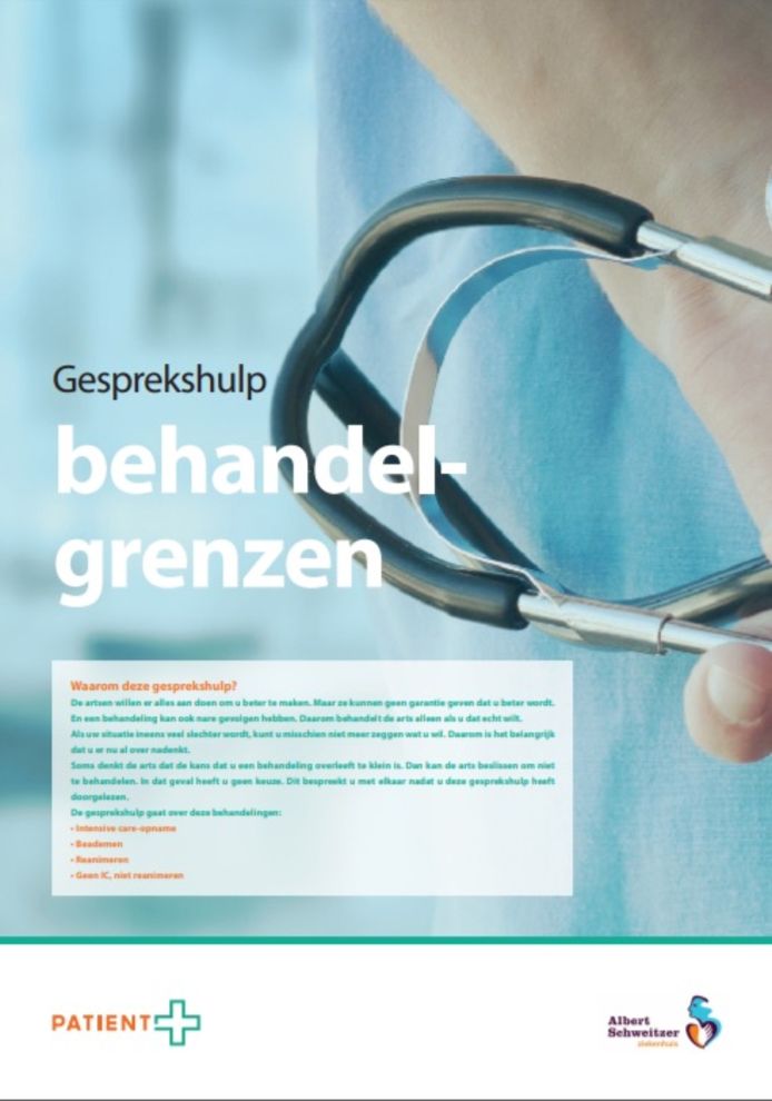 Folder Gesprekshulp Behandelgrenzen van het Albert Schweitzer ziekenhuis.