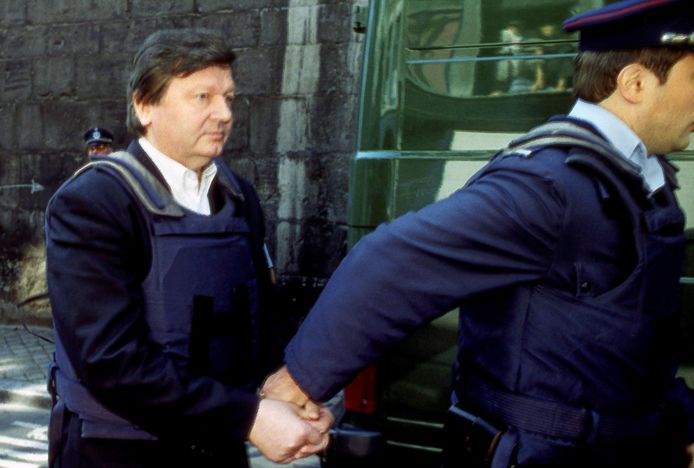 Michel Nihoul tijdens zijn arrestatie.