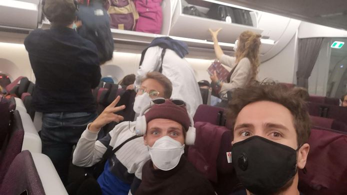 Sander Zuidhof op zijn vlucht vanuit Nepal naar Duitsland.