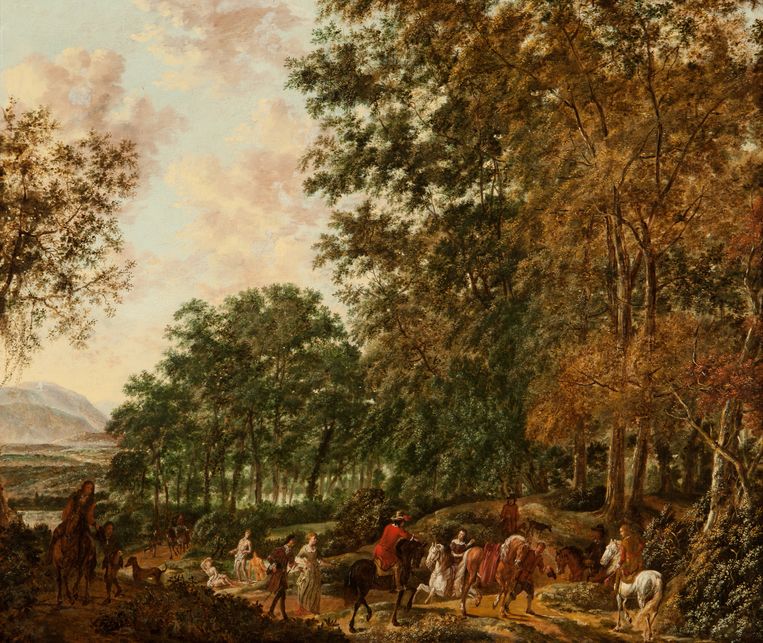 Maker onbekend, Boslandschap met ruiters te paard, 1600 – 1700. Beeld Museum de Fundatie, Zwolle en Heino / Wijhe 