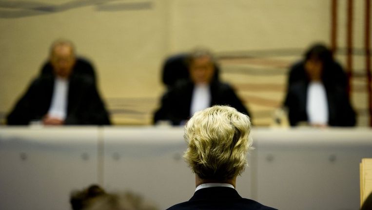 Geert Wilders vandaag in de rechtbank. Beeld anp