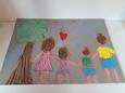 Een onderdeel van de tentoonstelling van het werk dat kinderen van Florent hebben gemaakt.
