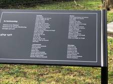Namenbord Holocaust-slachtoffers op Joodse begraafplaats