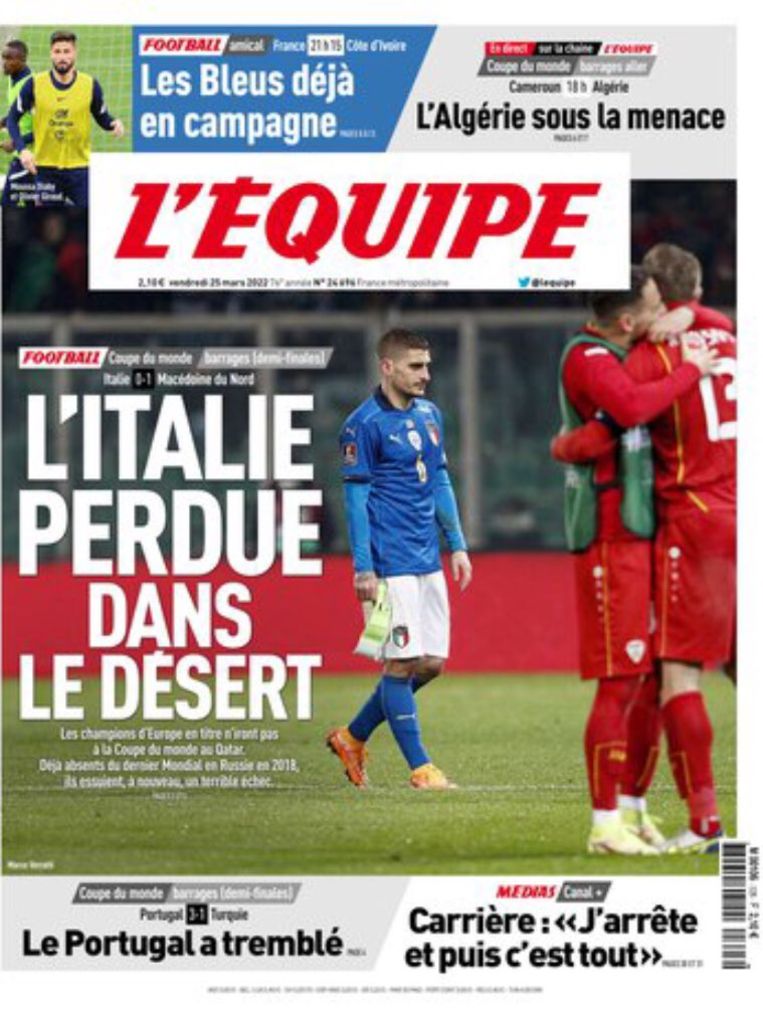 De cover van ‘L’Équipe’. Beeld L'Équipe