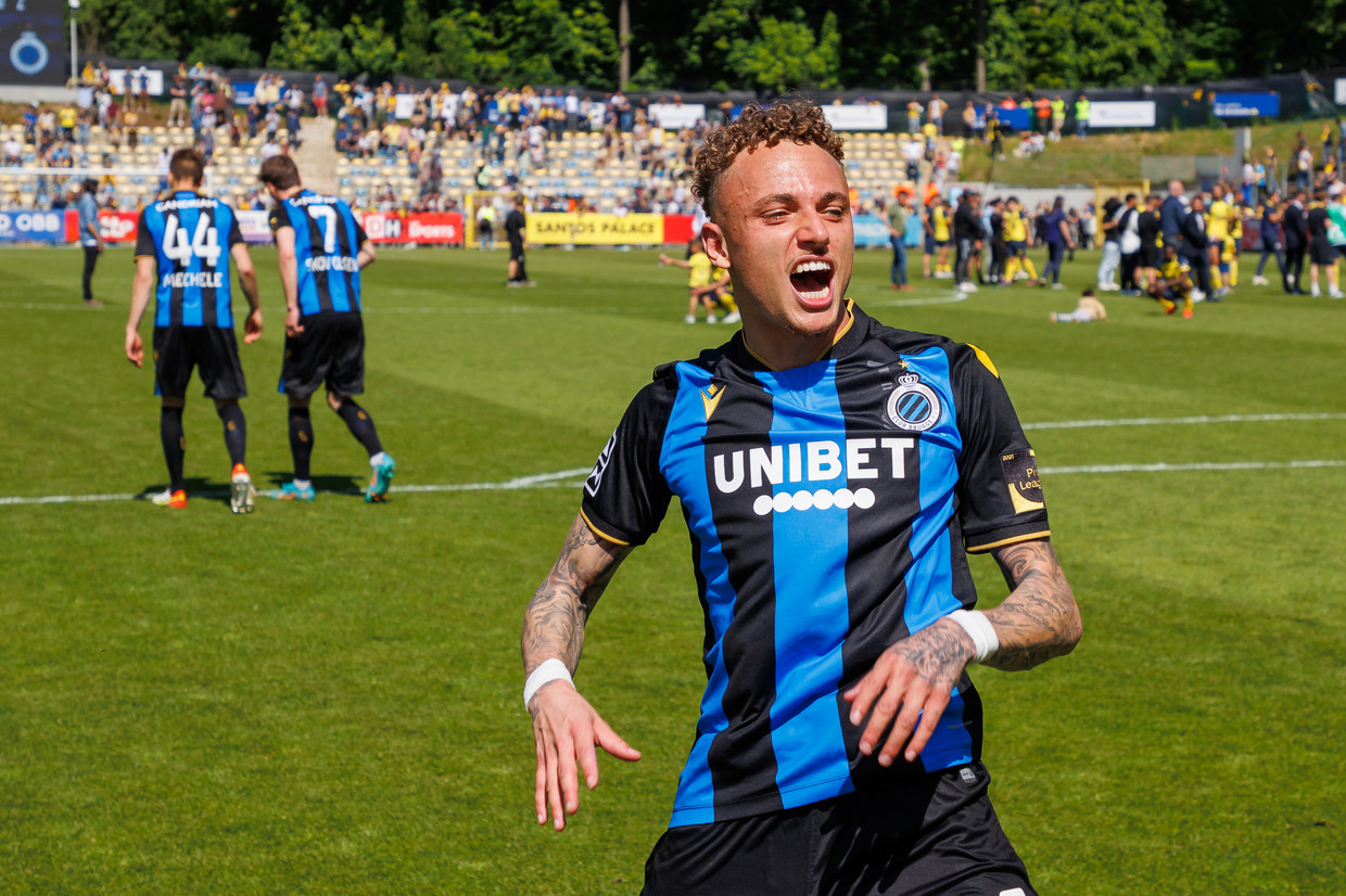 Club Brugge, met onder andere Noa Lang tussen de rangen, speelt met Unibet als shirtsponsor Beeld BELGA
