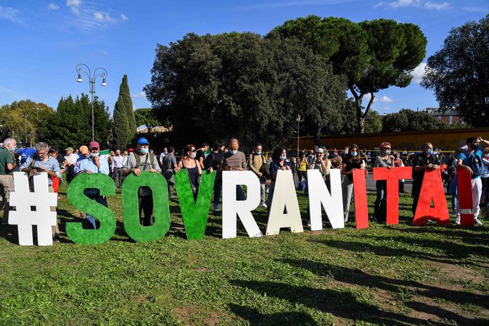 In Italië werd zaterdag geprotesteerd tegen de mondmaskerplicht.