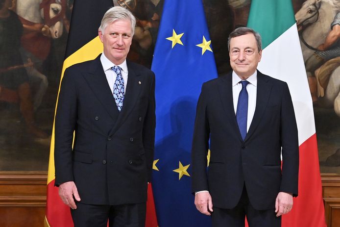Koning Filip met de Italiaanse president Sergio Mattarella.