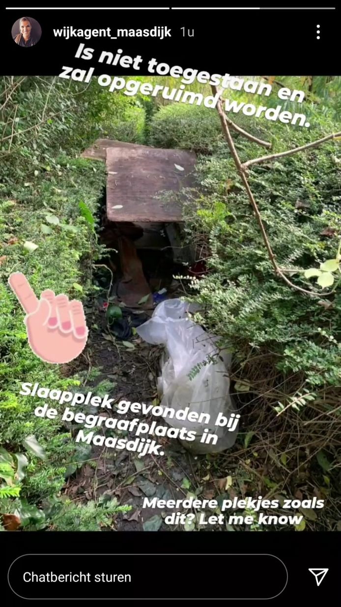 Een screenshot van een Instagram-story van de wijkagent van Maasdijk.