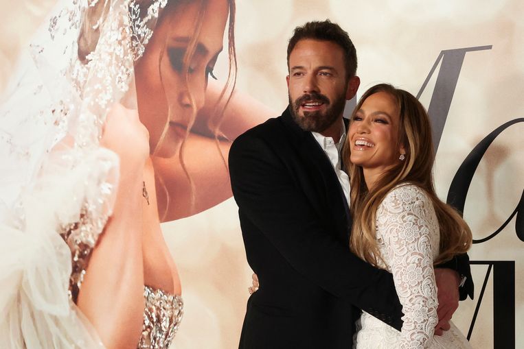 Jennifer Lopez en Ben Affleck bij een screening van de film 'Marry Me' in Los Angeles eerder dit jaar. Beeld REUTERS