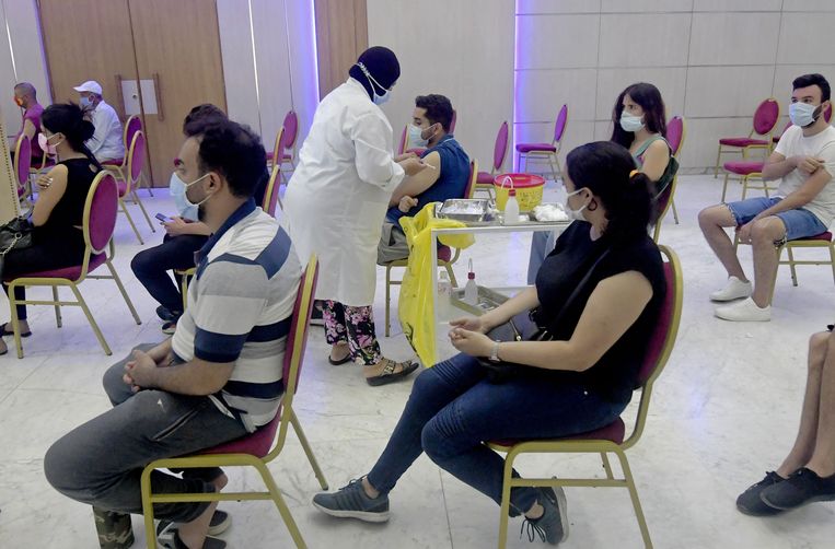 Een vaccinatiecentrum in Tunis. Beeld AFP
