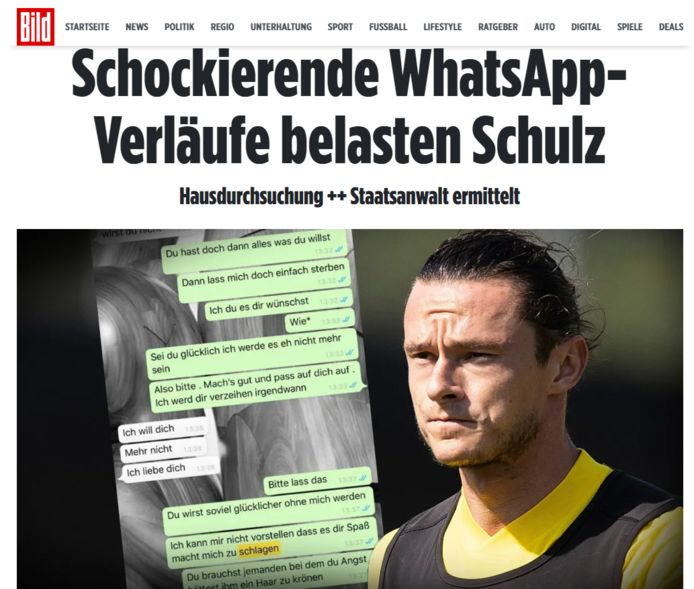 Nico Schulz wordt ervan beticht zijn voormalige vriendin te hebben mishandeld. BILD bracht het nieuws naar buiten.