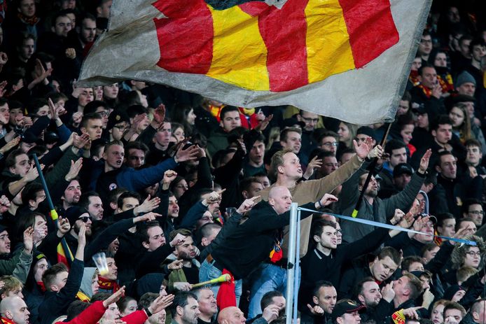 Fans van KV Mechelen afgelopen zaterdag tegen Union.