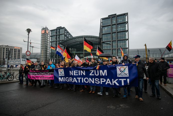 Op 11 november protesteerde de rechts-populistische AfD in Berlijn tegen het pact.