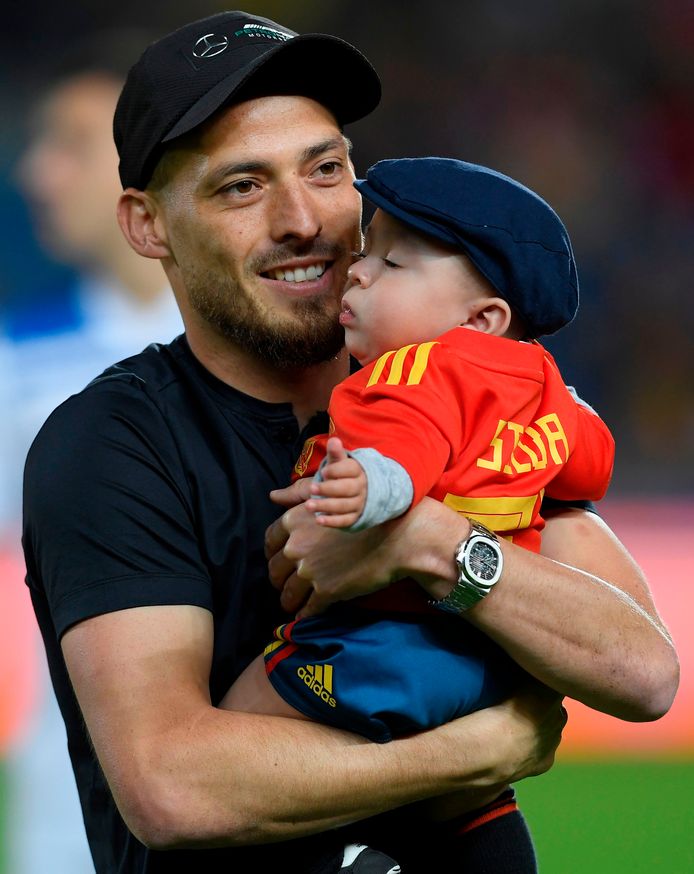 David Silva met zijn zoontje Mateo.