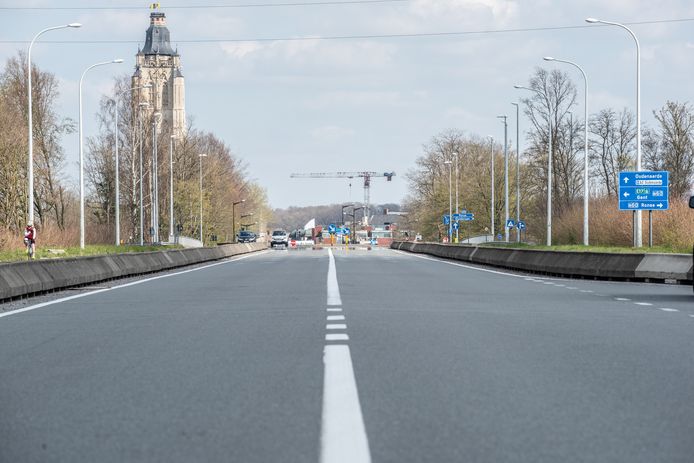 Een lege aankomstzone van Ronde in Oudenaarde.