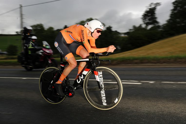 Ellen van Dijk knokte zich naar het goud op het EK tijdritrijden in Glasgow. Beeld Getty Images