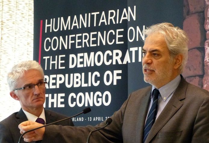 VN-ondersecretaris-generaal Mark Lowcock (links) en Europees Commissaris voor Ontwikkelingshulp en Crisismanagement Christos Stylianides (rechts)