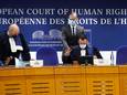 De rechters van het Europees Hof voor de Rechten van de Mens tijdens de hoorzitting over MH17.
