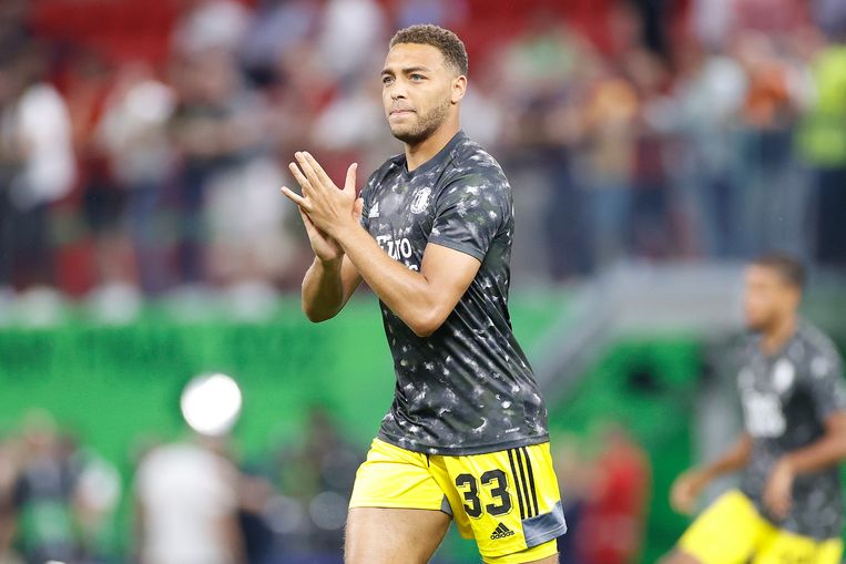 Feyenoorder Cyriel Dessers voor de finale van de Conference League tegen AS Roma. Dessers was topscorer van het Europese voetbaltoernooi.  Beeld Pro Shots / Stannley Gontha