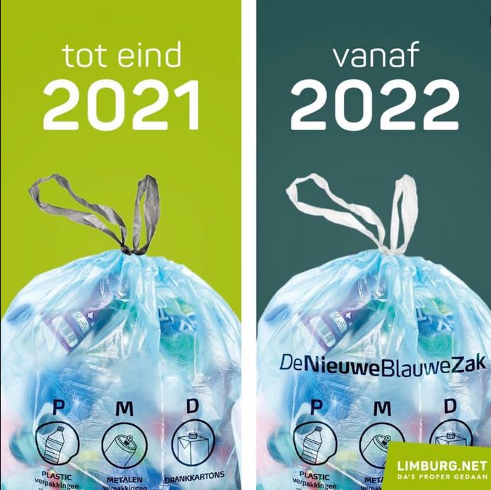 Limburg.net herinnert er aan dat vanaf 2022 enkel nog pmd-zakken met een wit treklint mogen worden | Diest | hln.be