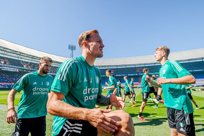 Mark Diemers tijdens de eerste training van Feyenoord voor het nieuwe seizoen.
