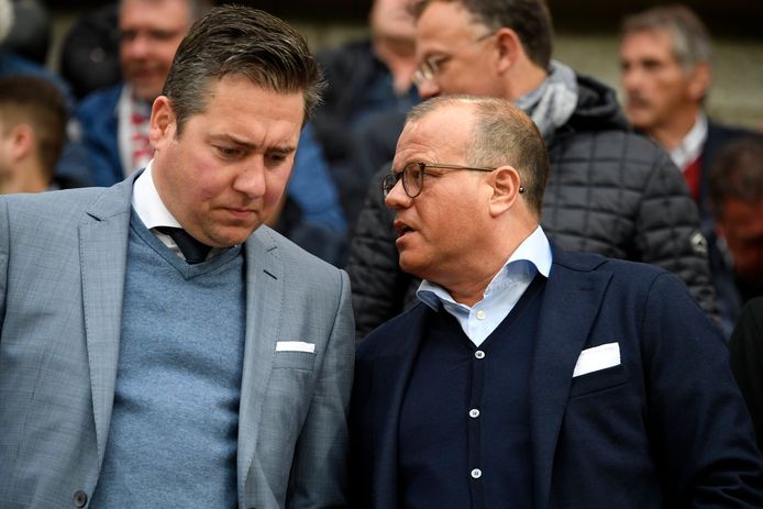 Club-manager Vincent Mannaert en voorzitter Bart Verhaeghe. Het verzoek van de fan belandde bij de hoogste regionen van Club Brugge. Volgens hem willigt Club zijn verzoek niet in.