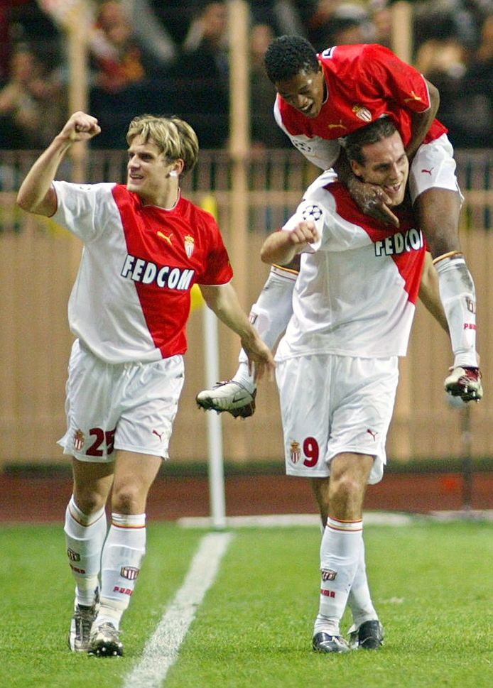 Links Jérôme Rothen, rechts springt Evra in de nek van Dado Prso toen het trio nog uitkwam voor AS Monaco.