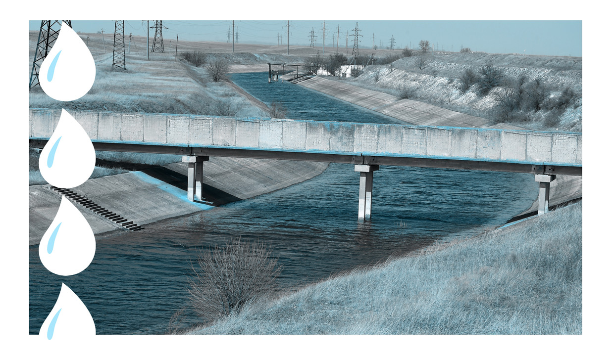 Het Noord-Krimkanaal viel afgelopen jaren droog door toedoen van Oekraïne, dat zo druk op de Russische bezetter van het schiereiland wilde uitoefenen. Beeld 