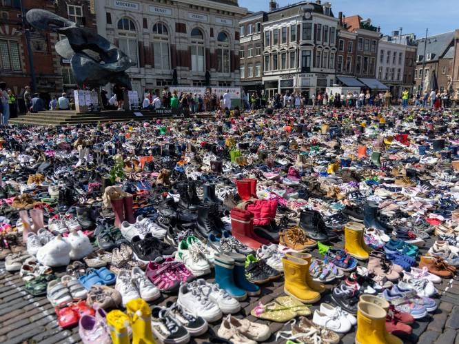 Herdenkingsprotest met 15.000 paar schoenen voor gedode kinderen in Gaza