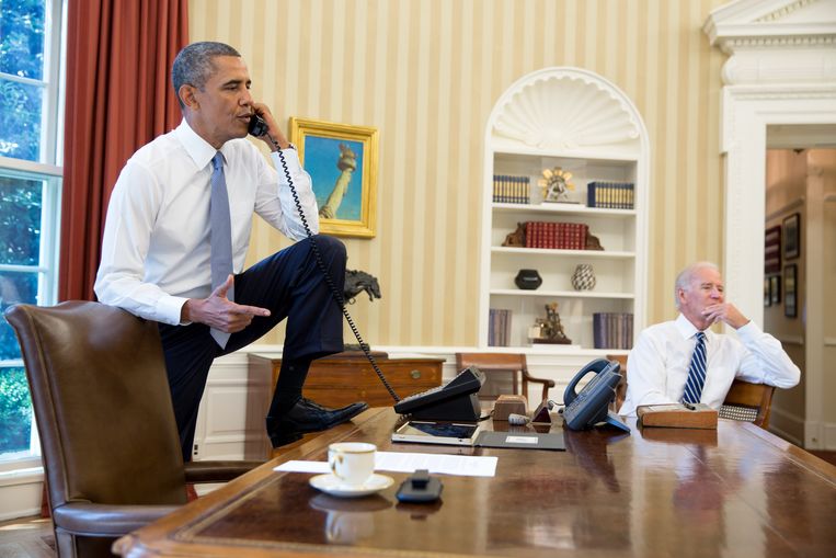President Barack Obama in 2013 met zijn vicepresident Joe Biden.  Beeld The White House