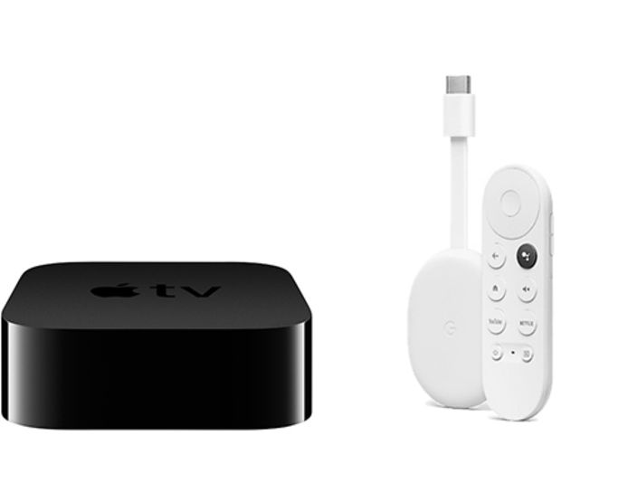 Apple TV 4K 2021 32GB en Google Chromecast Wit met Google TV 8GB