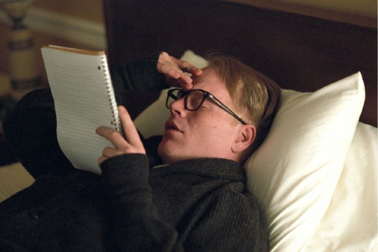 Philip Seymour Hoffman as Truman Capote in the Capote biography.  Picture 