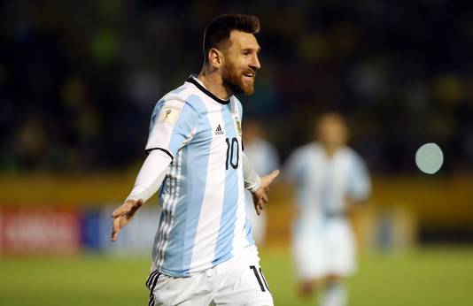 Lionel Messi na zijn derde treffer.