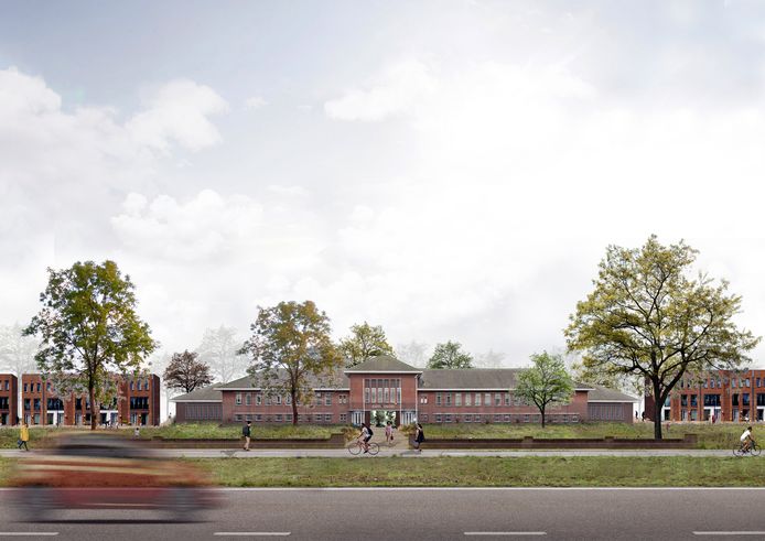 Het poortgebouw van de voormalige kazerne gaat open, net zoals oorspronkelijk het geval was.