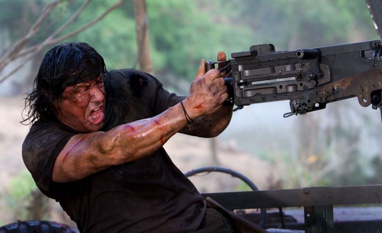 Sylvester Stallone in Rambo. Beeld 