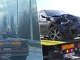 Opnieuw auto door vangrail bovenop verkeerswisselaar E17