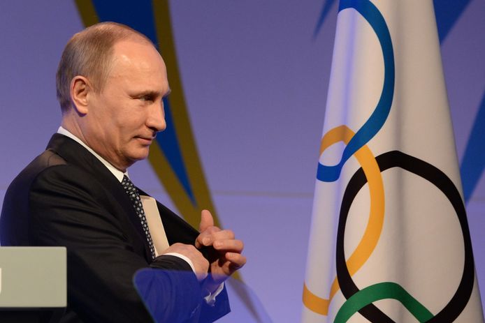 Poetin bij de opening van de Olympische Winterspelen in Sotsji, in 2014.