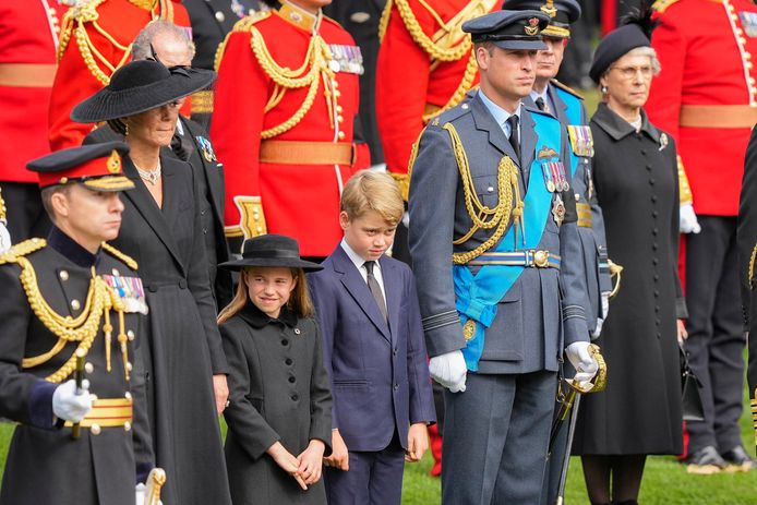 Prins William, prins George, prinses Charlotte en prinses Kate