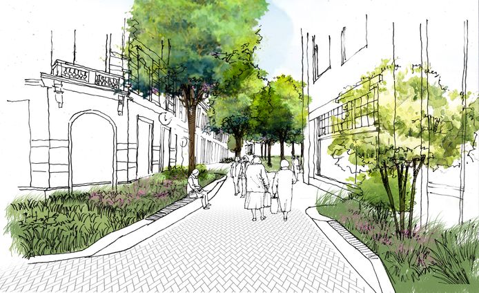 Eén van de uitgangspunten is de Hoofdstraat veel groener in te richten. Het moet bovendien onderdeel zijn van een veel meer aaneengesloten verbinding van station naar Paleis Het Loo.