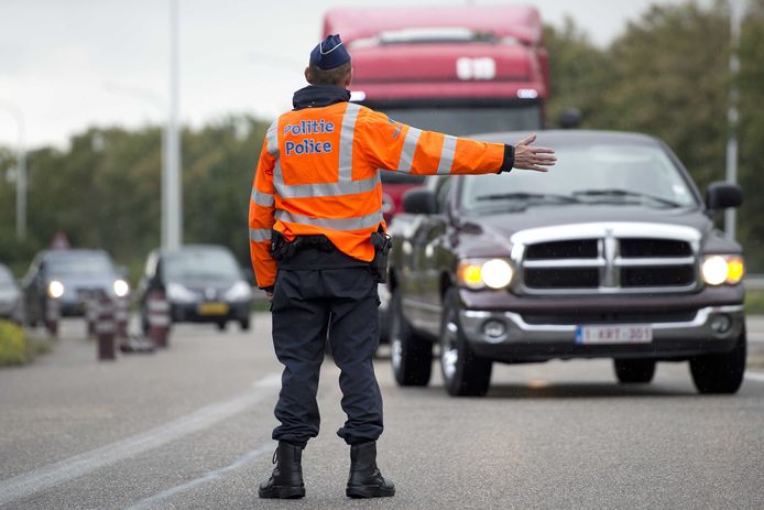 Een grenscontrole van de Belgische politie