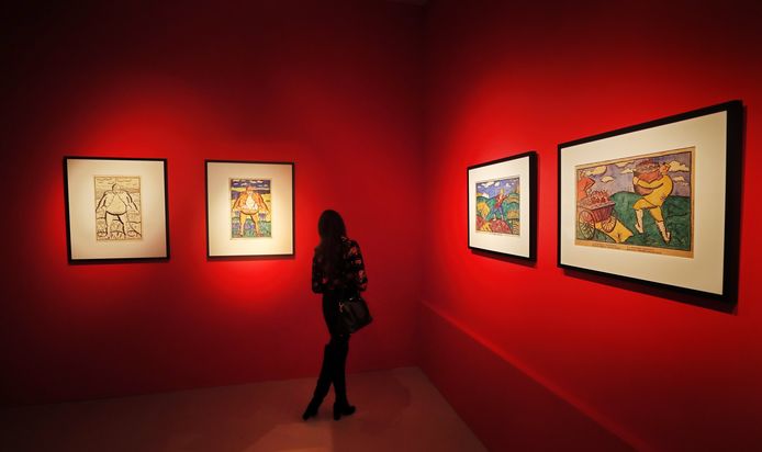 Werken van Malevich, niet de schildering van de rechtszaak.