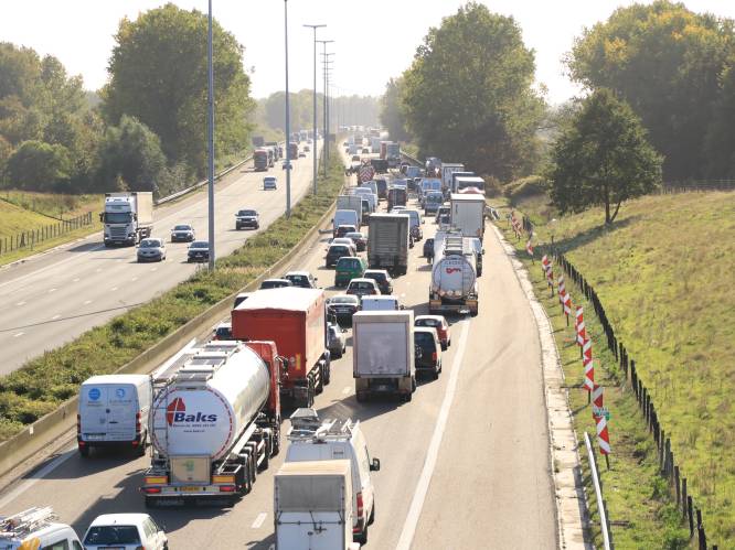 Half uur file op E17 richting Antwerpen vanaf Haasdonk: rijstrook versperd ter hoogte van Kruibeke