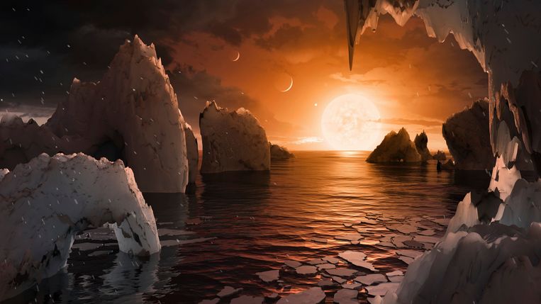 Een voorbeeld van een andere exoplaneet: TRAPPIST-1. Beeld AP