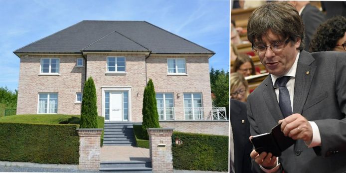 De Catalaanse ex-leider huurt sinds gisteren deze riante villa met zes slaapkamers in Waterloo.
