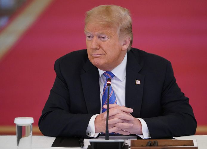 De Amerikaanse president Donald Trump in het Witte Huis.